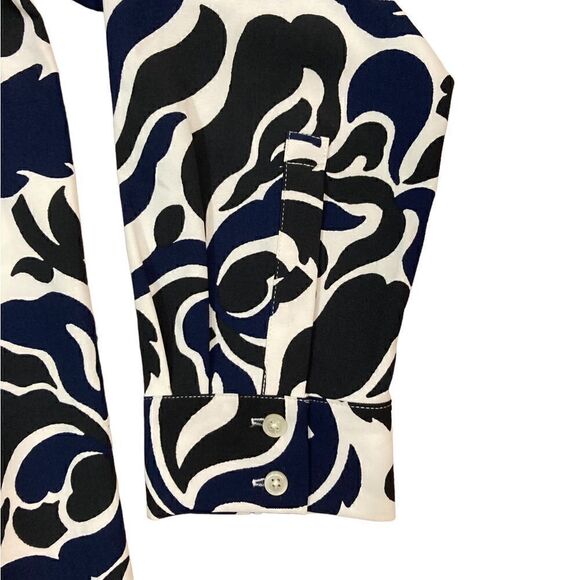 Loft Black, Navy, And White Dress With Tie Waist, Size M - Picture 4 of 7